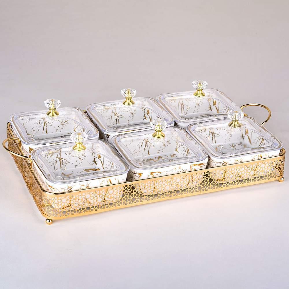 Менажница 6-ти секционная на подставке, 28*18*8см