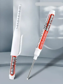 Строительный разметочный заправляемый маркер, белый, наконечник 45мм, чернила для заправки