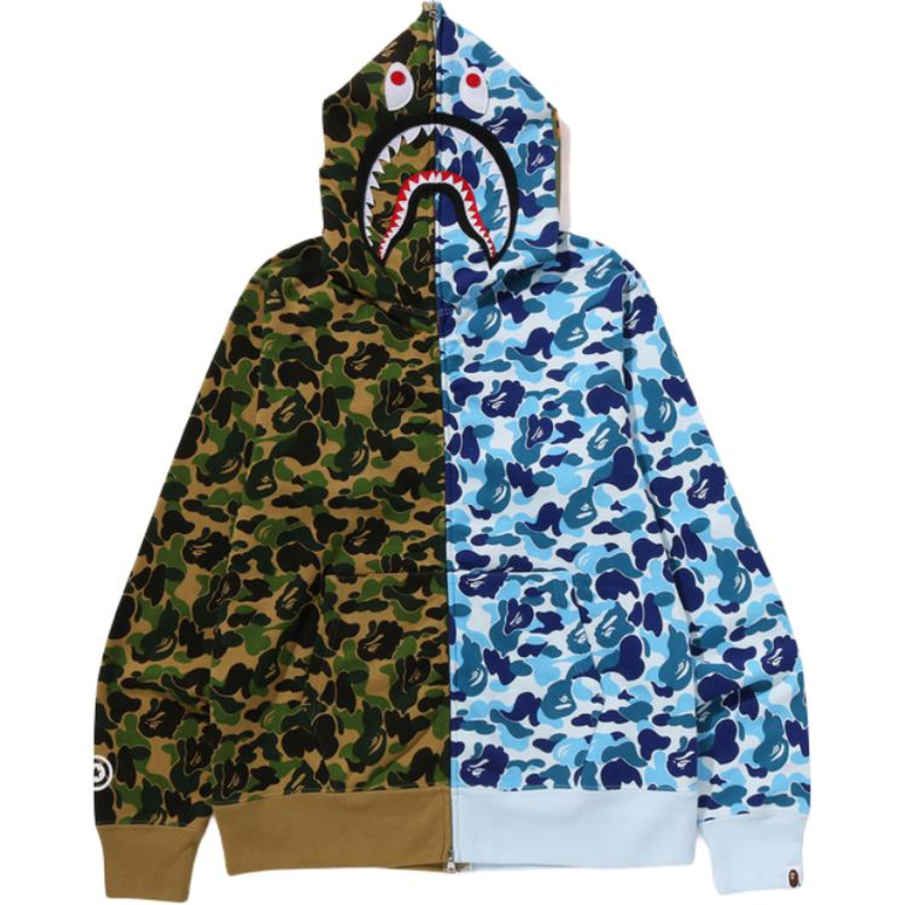 A Bathing Ape Bathing Ape Abc Camos Separate Shark Full Zip Худи синий зеленый