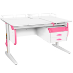 Растущая парта Дэми СУТ 25 с задними полками СУТ.15.210 и навесной тумбой (1200×880 мм)