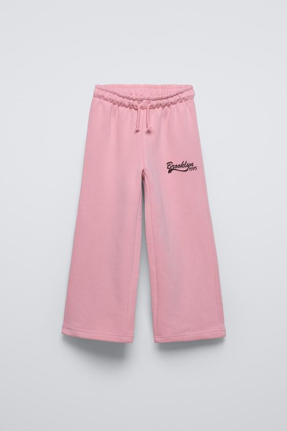 ZARA БРЮКИ WIDE LEG ИЗ МЯГКОЙ ТКАНИ С НАДПИСЬЮ, РОЗОВЫЙ