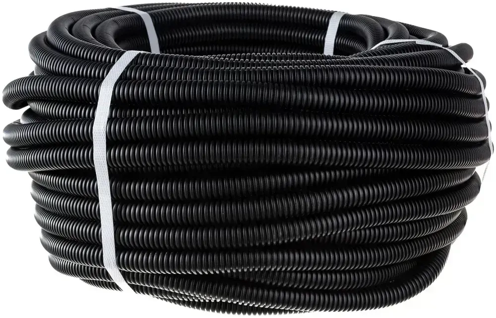 Труба гибкая гофрированная ПНД 16мм с протяжкой лёгкая (50м) чёрный