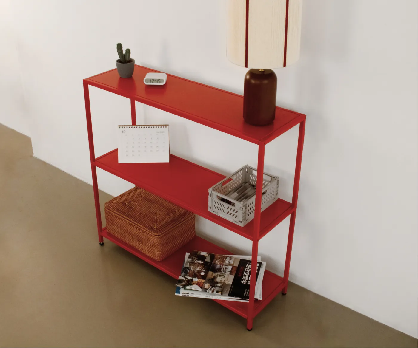 Стеллаж металлический 75х80х25, красный