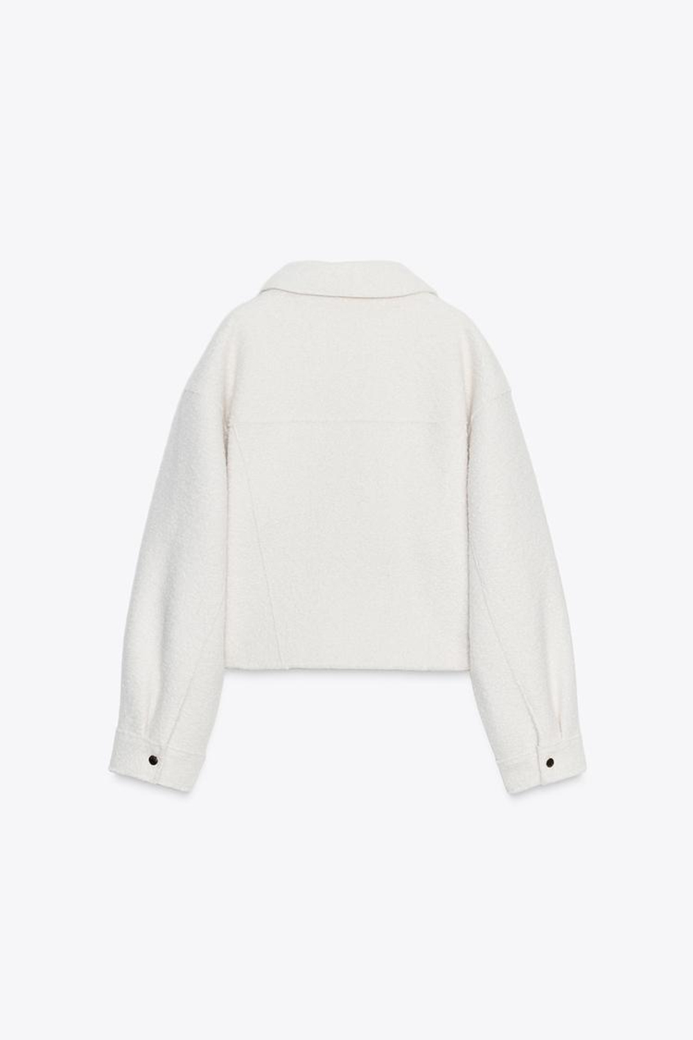 ZARA КУРТКА БУКЛЕ С НАКЛАДНЫМИ КАРМАНАМИ, ЭКРЮ