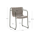 Стул Maurina из оцинкованной стали зеленого цвета и экрю и серым шнуром