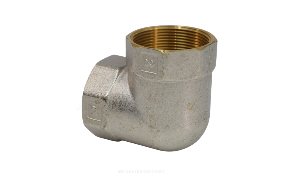 Угольник латунь никель Ду 40 (1 1/2") ВР/ВР 9001 ГОСТ 32585-2013 Aquasfera 9001-05