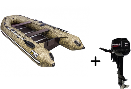 Ривьера 3600 СК Компакт камуфляж + Toyama T 9.8 BMS (комплект лодка + мотор)