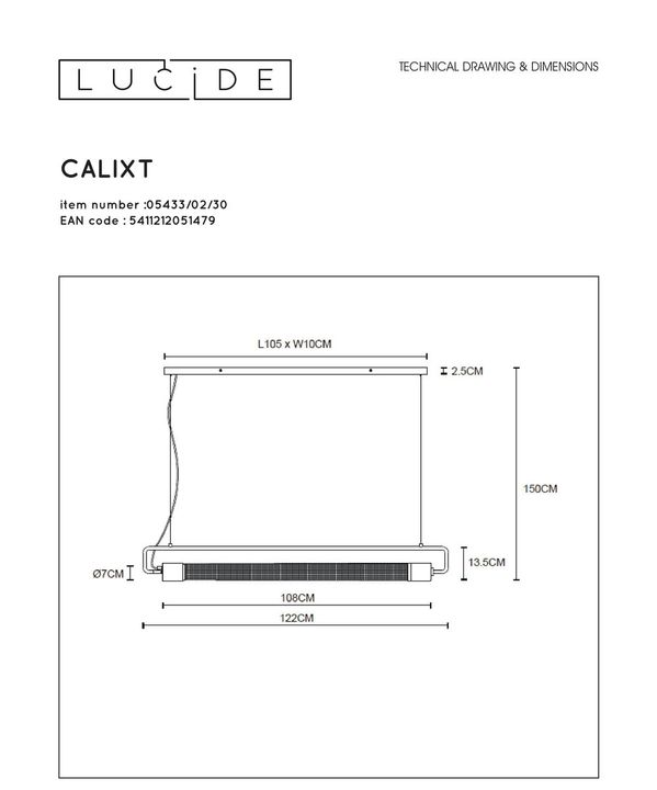 Подвесной светильник Lucide Calixt 05433/02/30