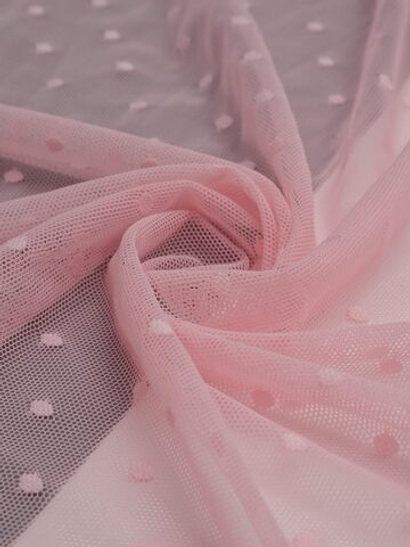 Сетка эластичная нежно-розовая в горошек отрезом 75х50 см