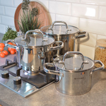 Набор кастрюль 3 предмета (2,1л, 2,9л, 3,9л) нерж, индукция, "Daniks" Рейн GS-01229-6PC