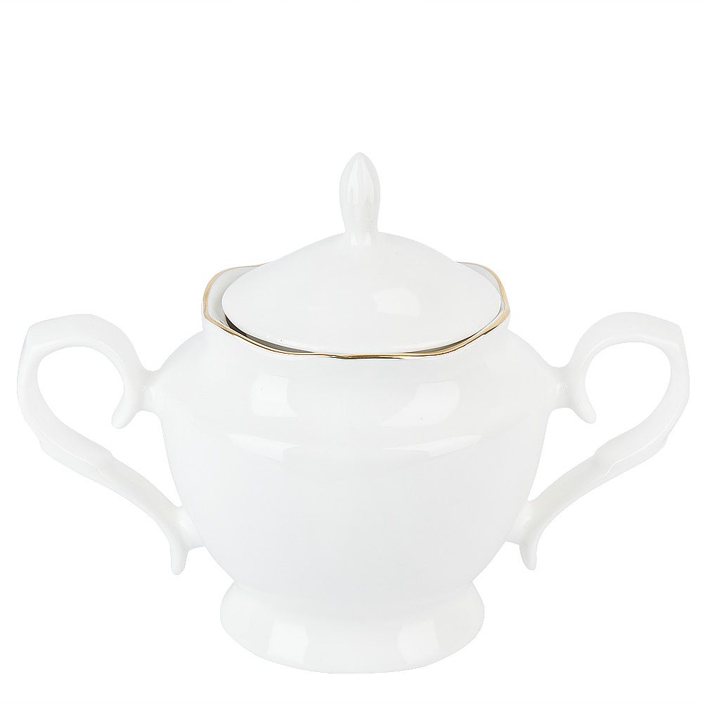 Сахарница " " v=450мл с золотой окантовкой (фарфор) (подарочная упаковка)