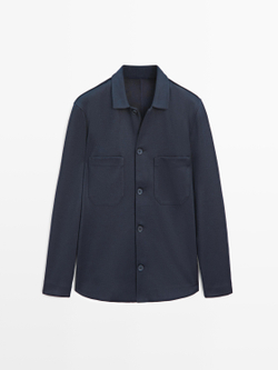 Massimo Dutti Куртка-рубашка с карманами на пуговицах, темно-синий