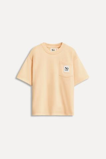 ZARA ФУТБОЛКА С КАРМАНОМ И ЭТИКЕТКОЙ 50TH ANNIVERSARY, МАНДАРИНОВЫЙ