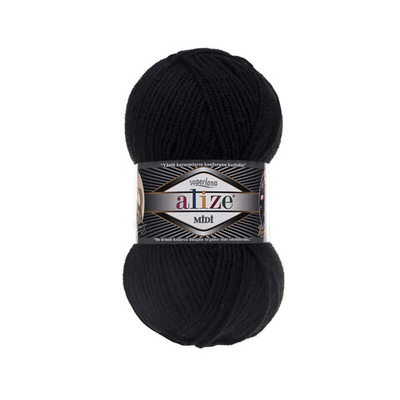 Пряжа Alize (Ализе) Superlana Midi / уп.5 мот. по 100 г, 170м, 060 черный A