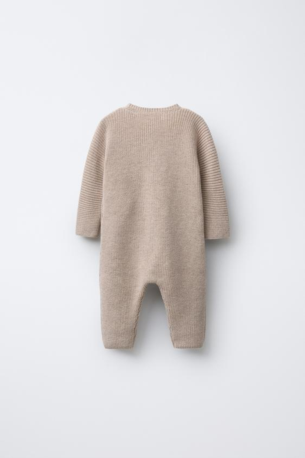 ZARA КОМБИНЕЗОН ИЗ ТРИКОТАЖА С ЖЕМЧУЖИНАМИ, ПЕСОЧНЫЙ МЕЛАНЖ