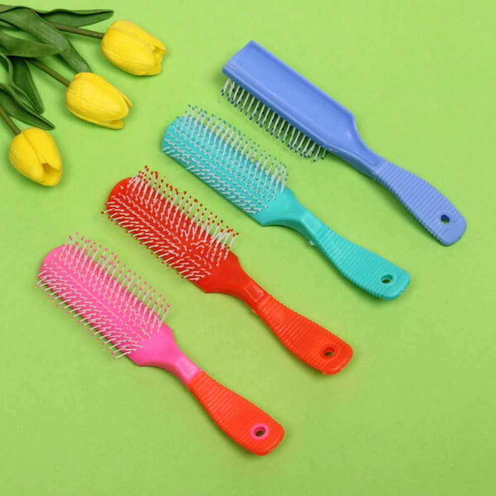 Расческа массажная «Польза», цвет микс, с рифленой ручкой, 20см