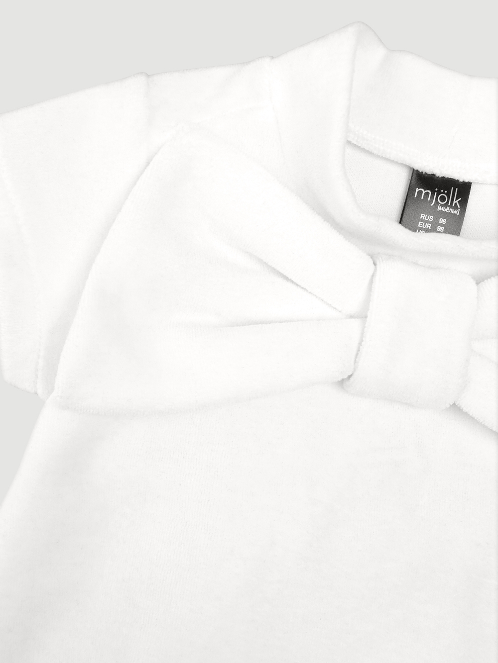 Велюровое платье Mjölk Экрю, с бантом