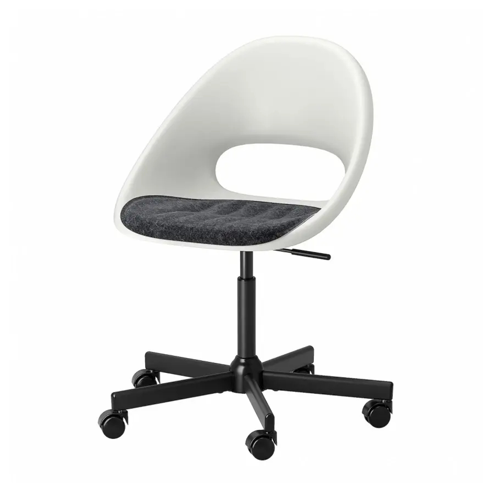 Офисный стул с подушкой - IKEA LOBERGET/MALSKÄR/MALSKAR, 67x67x90см, белый/черный, ЛОБЕРГЕТ МАЛЬСКАР ИКЕА