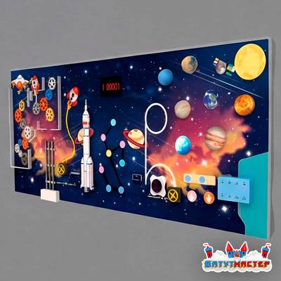 Интерактивная стена «Битва планет», с космическими модулями и счётчиком