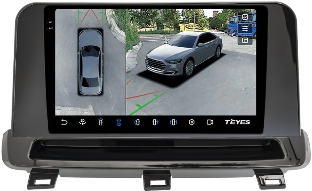 Магнитола для Nissan Rogue T33, X-Trail T33 2020+ (без штатного 360, вариант 2) - Teyes CC3-2K-360 на Android 10, 2K QLED, 6Гб+128Гб, CarPlay, 4G SIM-слот, 4 камеры в комплекте