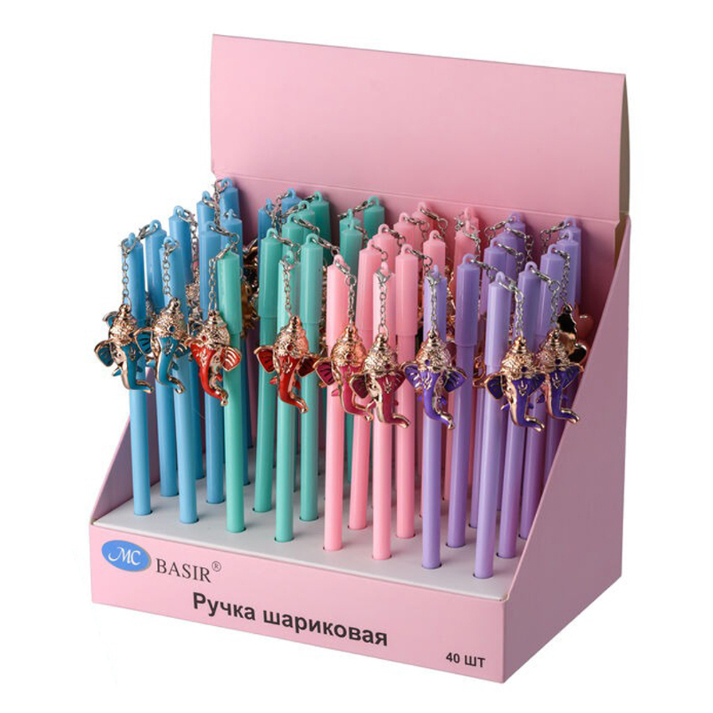 Ручка шариковая, Basir, синие чернила, серия "Индийский слон", с брелоком, 40 шт