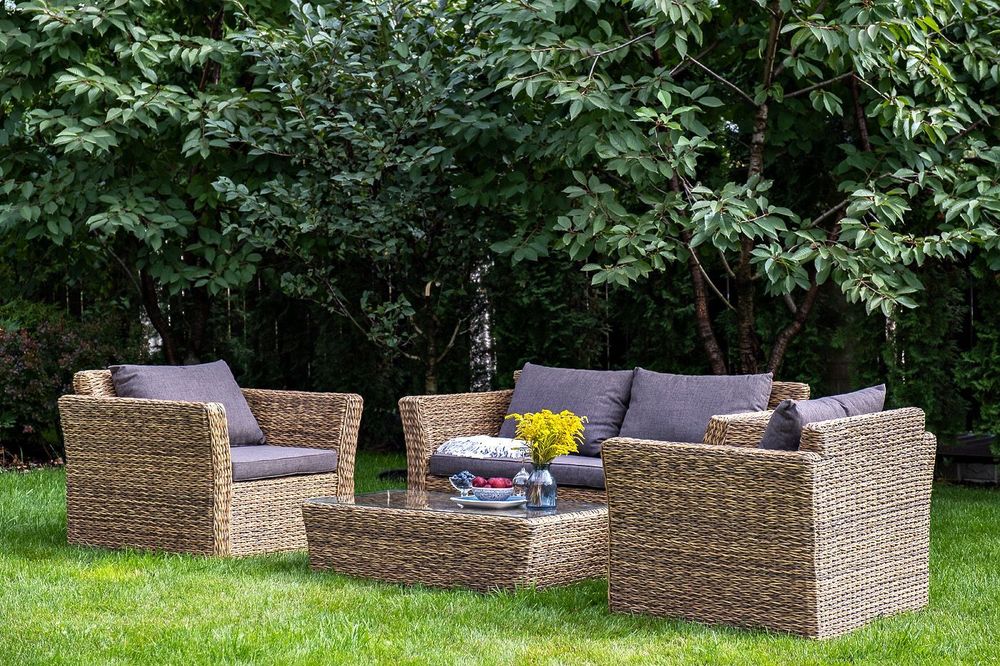 "Капучино" диван из искусственного ротанга (гиацинт) двухместный, цвет соломенный