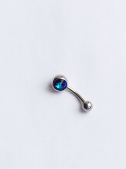 Банан для пупка, 1,6 х 10 мм, с камнем-конусом, сине-фиолетовый