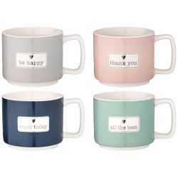 НАБОР КРУЖЕК LEFARD BREAK TIME, 350 МЛ, 4 ШТ НА МЕТ. ПОДСТАВКЕ