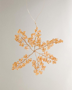 ZARA HOME ЕЛОЧНОЕ УКРАШЕНИЕ «ЦВЕТЫ» ИЗ БУСИН, КАРАМЕЛЬНЫЙ