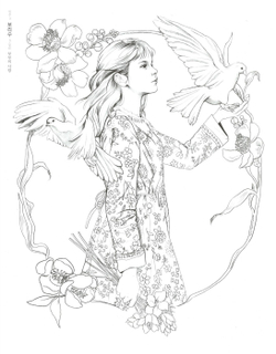 Poetry and girl. Coloring book