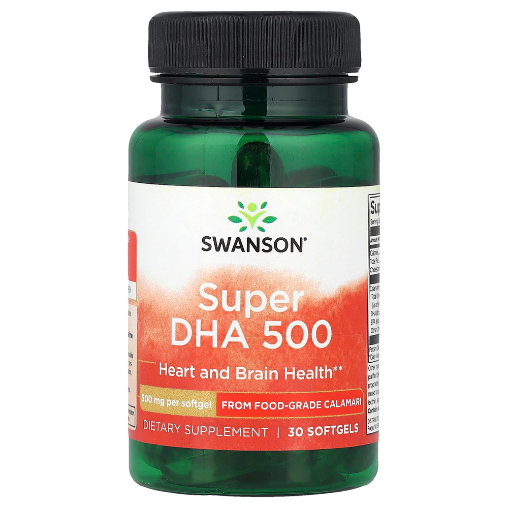 Swanson, Super DHA 500, 500 мг, 30 мягких таблеток
