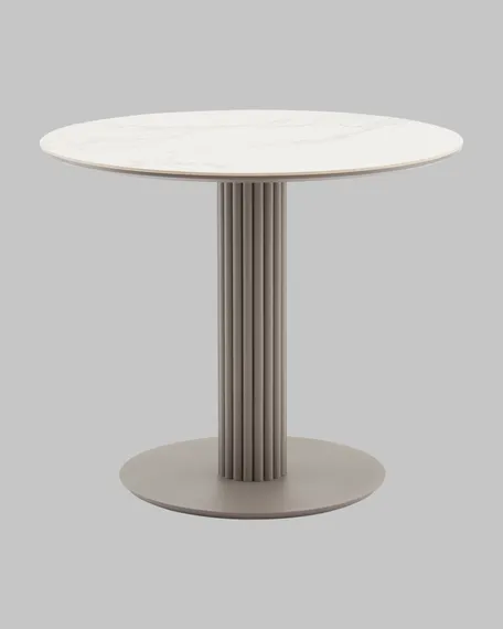 Стол Terano Ø90 см, белая матовая керамика, ножка латте