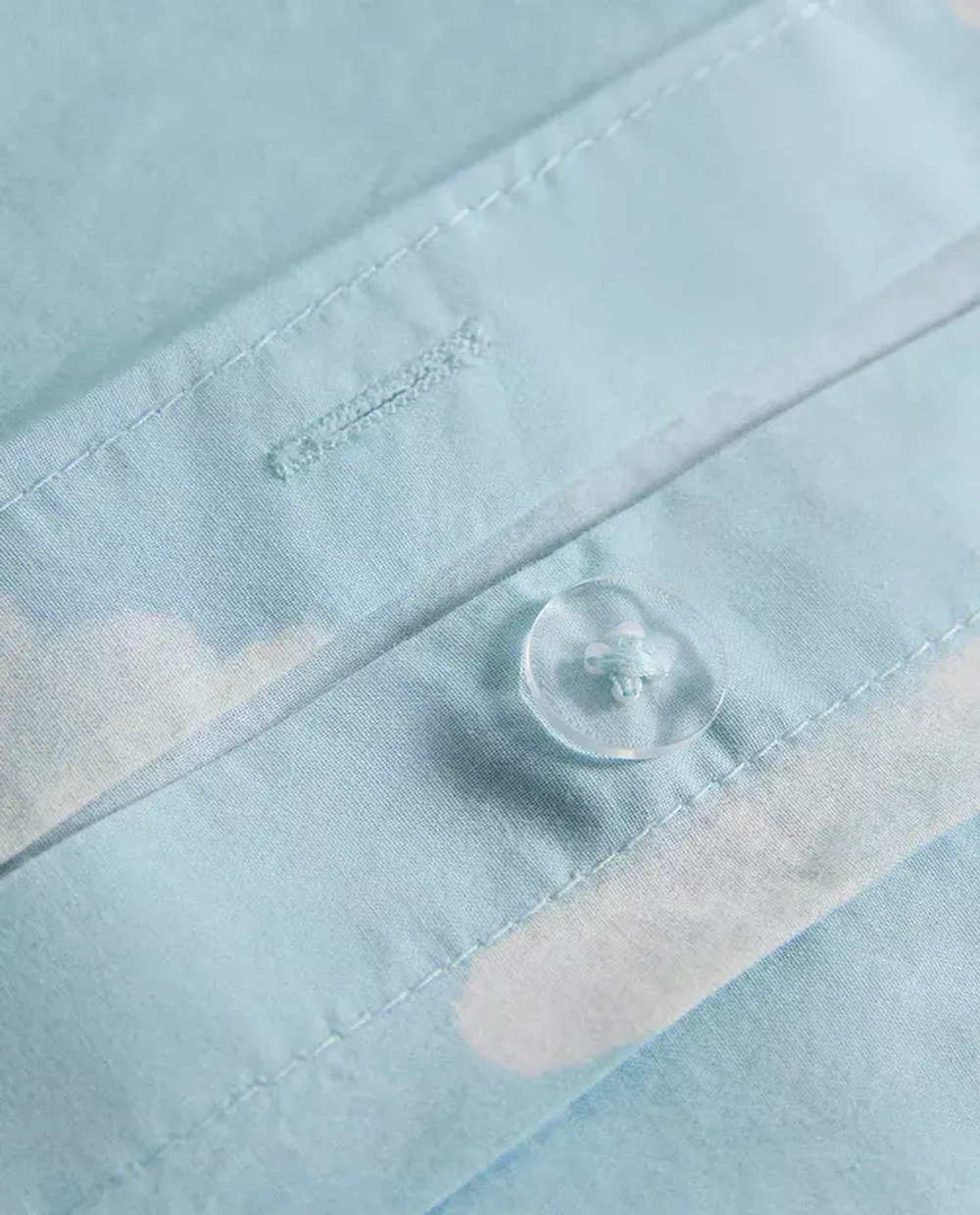 ZARA HOME ДЕТСКАЯ ВЕРХНЯЯ ПРОСТЫНЯ С ПРИНТОМ, СИНИЙ