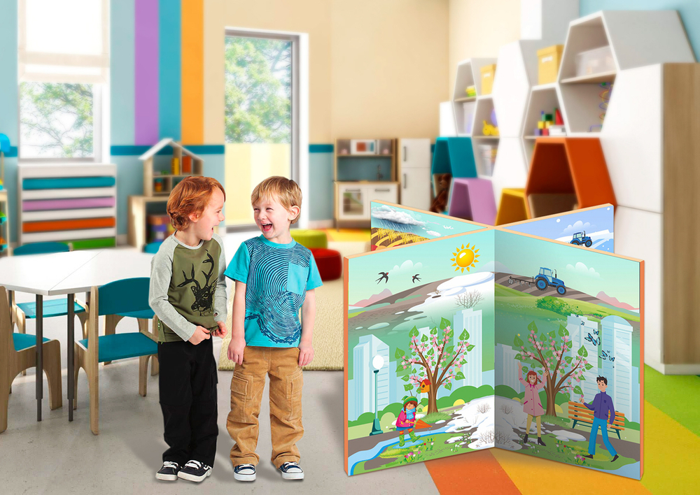 Декорация ширма напольная для сюжетно-ролевой игры 4 в 1 Времена года