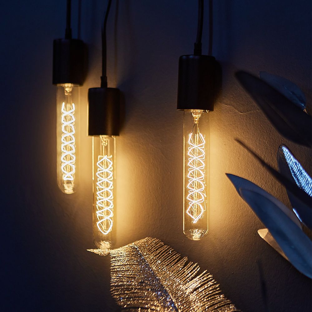 IL-V-L32A-60-GOLDEN-E27 CW01 Лампа накаливания Vintage. Форма цилиндр. длина 185 мм. Форма нити CW. Картон. ТМ Uniel