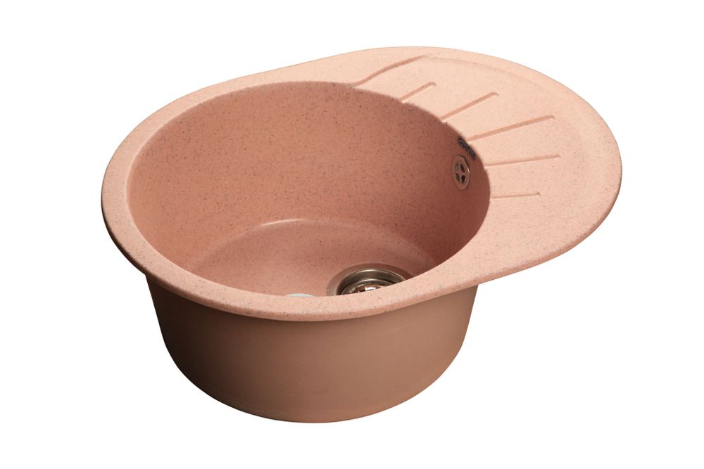 GRANFEST Мойка мрамор RONDO GF-R--580L  чаша с крылом 580*450мм  розовый арт.GF-