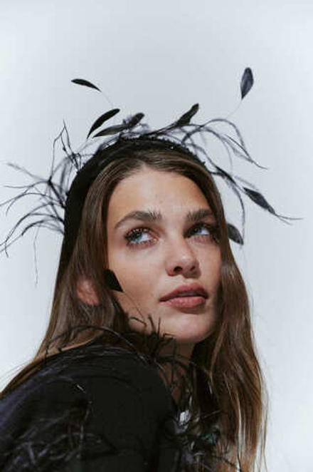 Объемный ободок с перьями