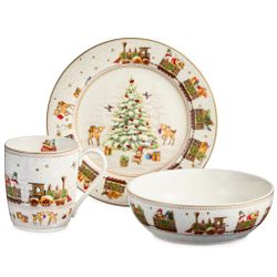 НАБОР ПОСУДЫ LEFARD "C НОВЫМ ГОДОМ" 3 ПР.: САЛАТНИК 800 МЛ, ТАРЕЛКА 19 СМ, КРУЖКА 400 МЛ (КОР=8НАБ.)