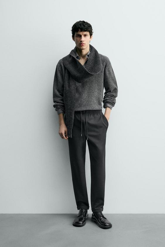 ZARA БРЮКИ-ДЖОГГЕРЫ NON IRON КОМФОРТНОЙ ПОСАДКИ, ЧЕРНЫЙ