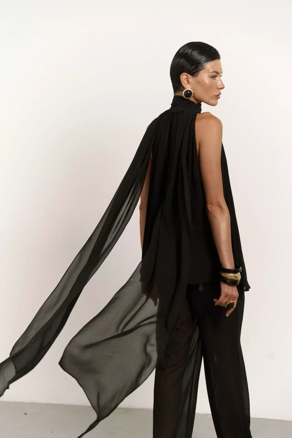 Топ из шифона, черный