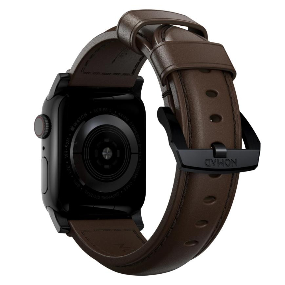 Кожаный ремешок Nomad Horween Traditional Band для Apple Watch 44, 45, 46 мм и Ultra 2–3 Ремешок из натуральной кожи Horween с классической застёжкой из нержавеющей стали