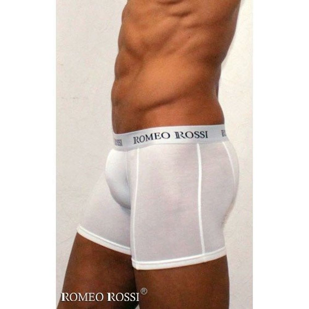 Мужские трусы боксеры удлиненные c резинкой Romeo Rossi белые RR7001-01