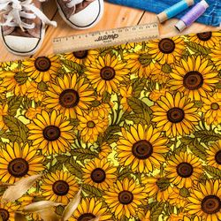 Ткань премиум интерлок поле подсолнухов