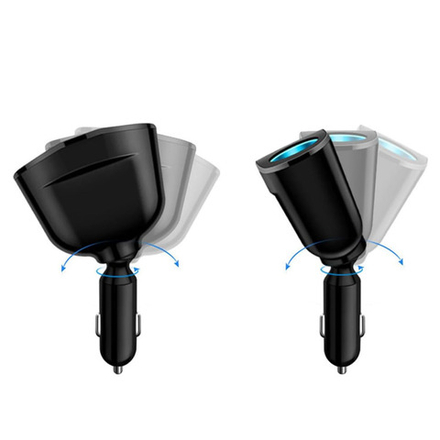 Переходник прикуривателя на 2 гнезда  +2гнUSB 3А