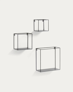 Набор из 3 настенных полок Neth металлический черный