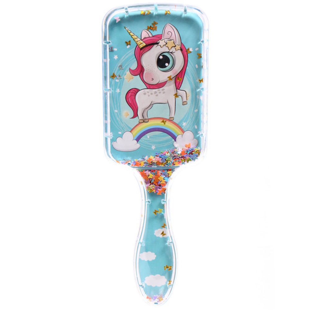 Расческа массажная детская «ФРАТТИ БУМ», единорожек Монти, форма прямоугольная, 20*6,5см (блистер Ультрамарин)