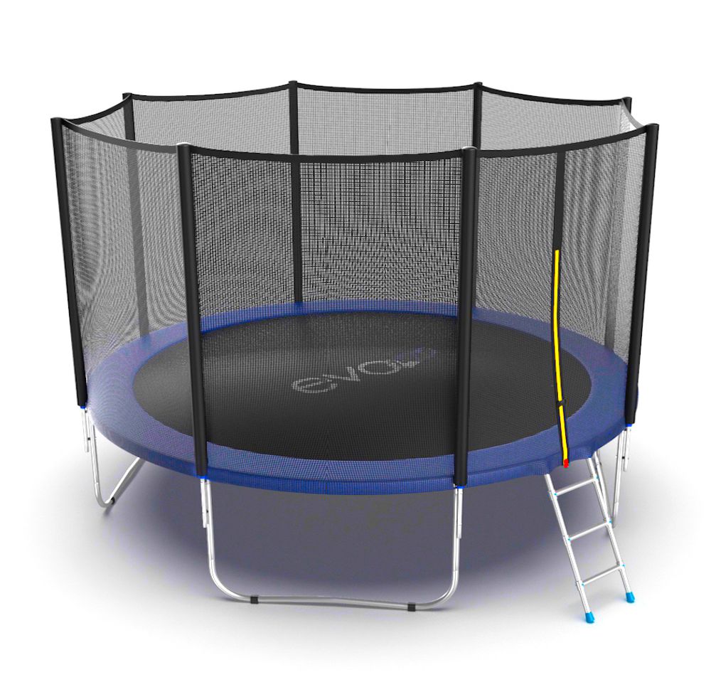 EVO JUMP External 12ft (Blue) Батут с внешней сеткой и лестницей, диаметр 12ft (синий)