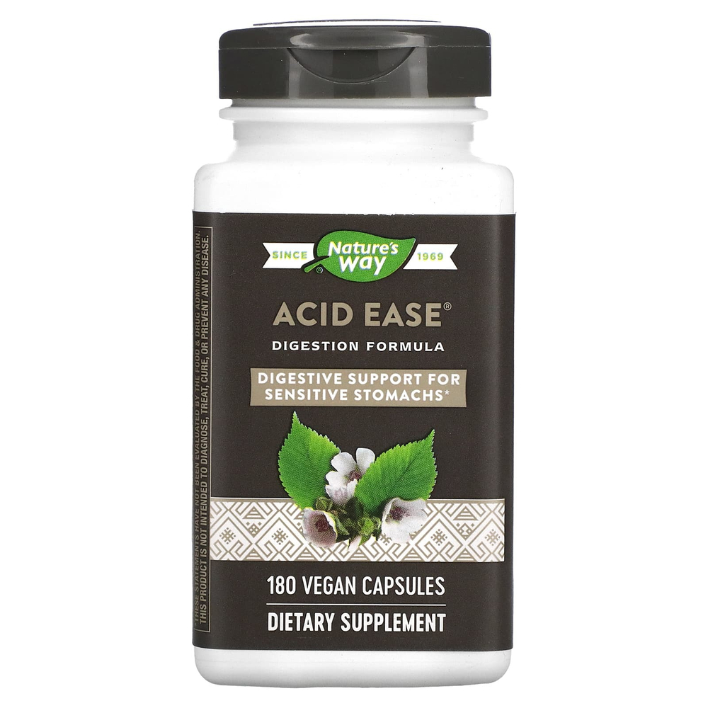 Nature's Way, Acid Ease, Формула пищеварения, 180 веганских капсул