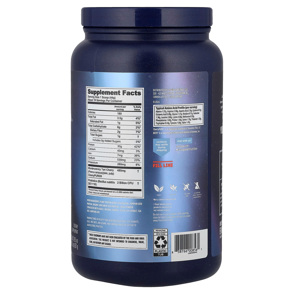 Vega, Растительный протеин, протеин для повышения эффективности и восстановления, сливочный шоколад, 837 г (1 фунт 13,5 унции)