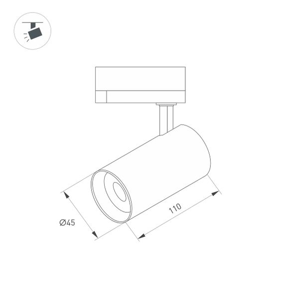 Трековый светодиодный светильник Arlight LGD-SPOT-2TR-R45-7W Warm3000 (BK, 24 deg, 230V) 042539